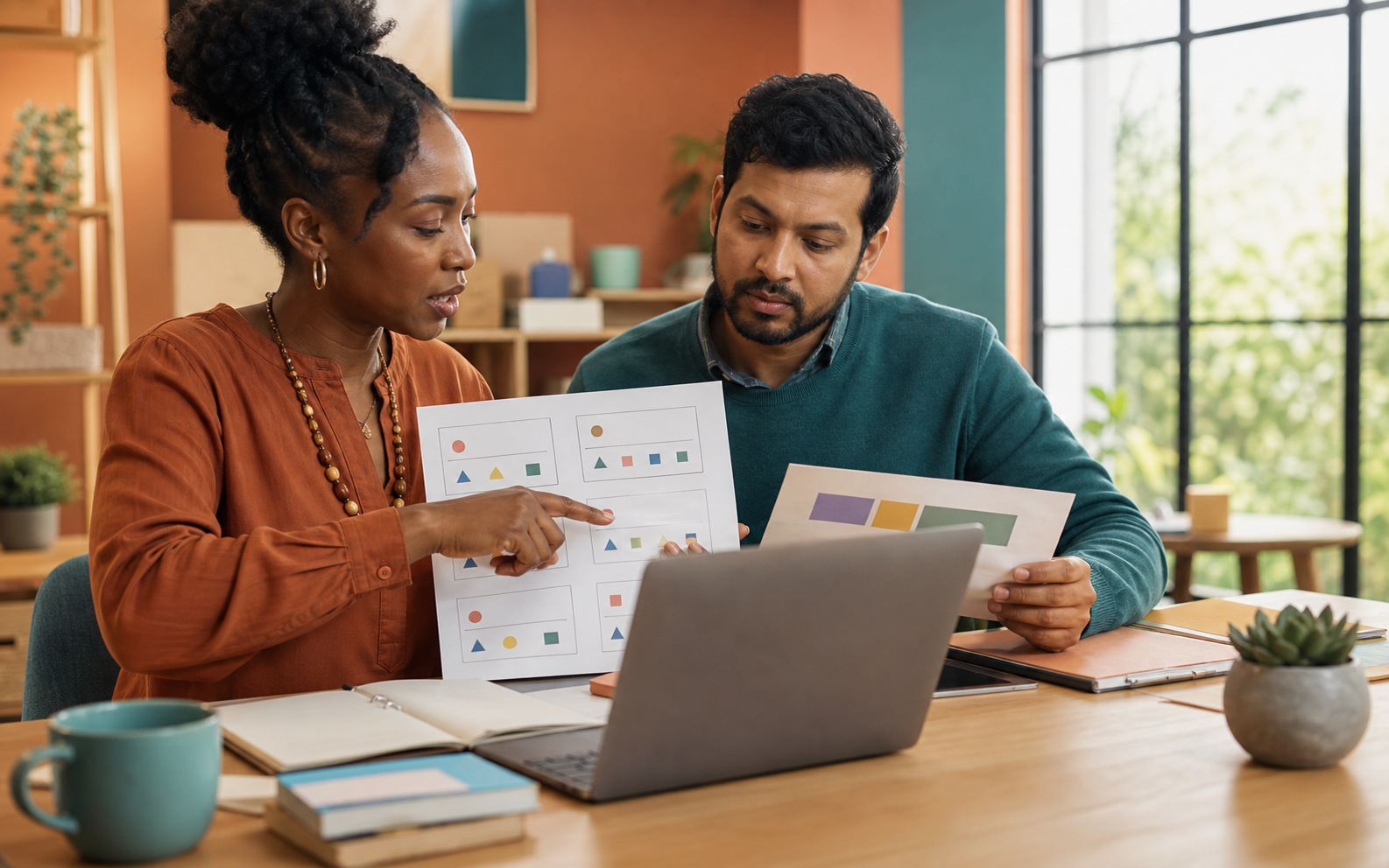 A teacher previews an AI-drafted quiz while a school technology specialist checks a model migration dashboard in a collaborative assessment studio